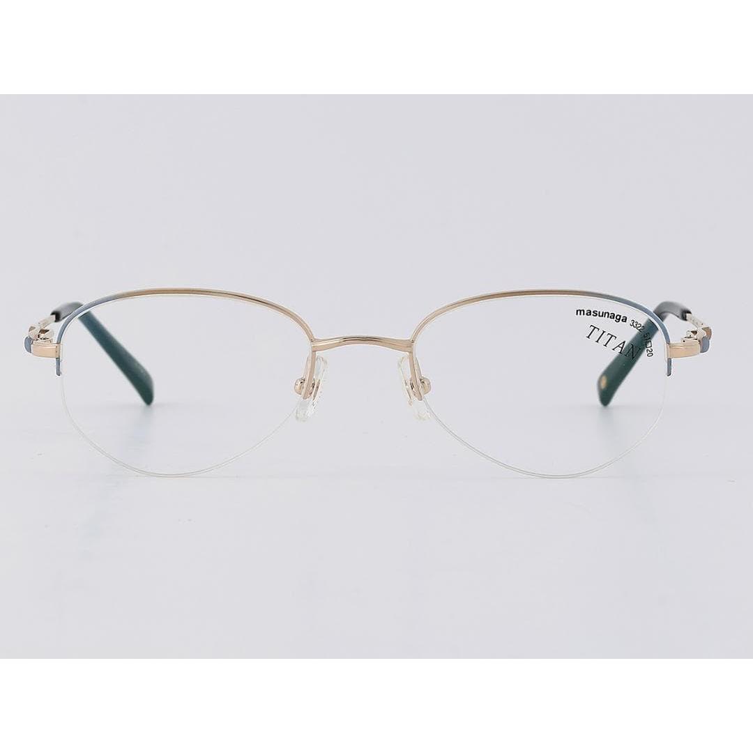Used masunaga Masunaga Glasses Gold Blue Beta Titanium Oval Glasses 123
