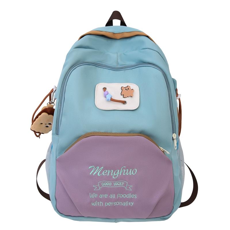 Симпатичный женский рюкзак большой емкости с цветными блоками — фото 27