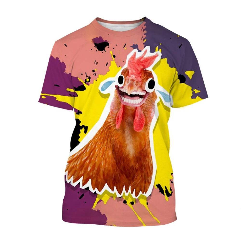 Fashion Chicken Graphic 3D Printing Men's T-shirt Funny Anime Chicken Casual Short Sleeve Tees Tops Women Clothing
