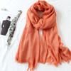 105*190cm One Piece Women Oversize Solid Plain Scarf Shawls Head Wraps Viscose Cashmere Muslim Frayed Hijabs Pashmina