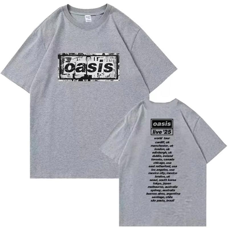 Oasis Reunion Tour 2025 Men Women Tshirt Harajuku Oneck Oasis Live 25 Tour Merch Fashion T Shirt Gift for Fans
