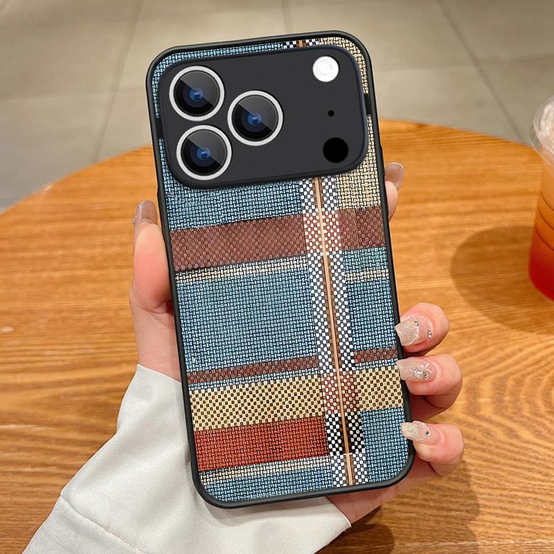Geometric Cloth Texture Case For iPhone 17 Pro Max Case iPhone 16 Pro Max 15 14 13 16E 17E Magnetic For Magsafe Hybrid Matte Cover