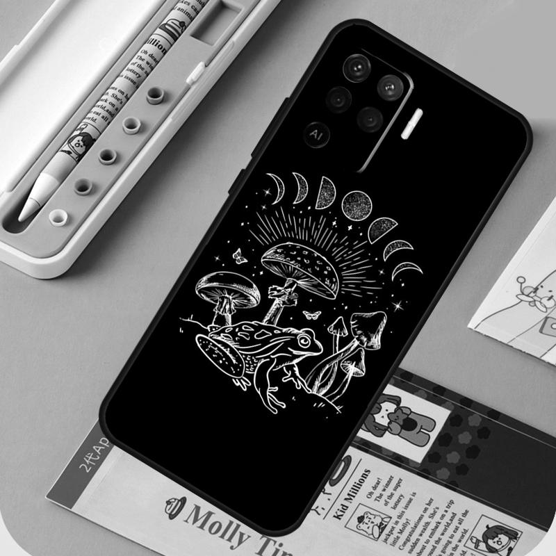 Cottagecore Magic Mushroom Frog Moon Phone Case For OPPO A52 A72 A53S A94 A74 A54 A15 A16 A1K A5 A9 A31 A53 A83 A91 A93 Cover