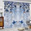 2 Pcs Blue Flower Butterfly Print Curtains,suitable for Bedroom,living Room Kitchen Decoration,home Decoration,window Decoration