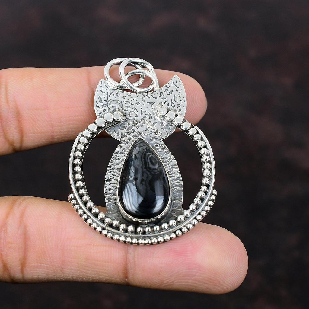 Psilomelane Pendant Awesome Gemstone Pendant 925 Sterling Silver Pendant Unique Style Pendant Psilomelane Jewelry Handmade Pendant For Gift