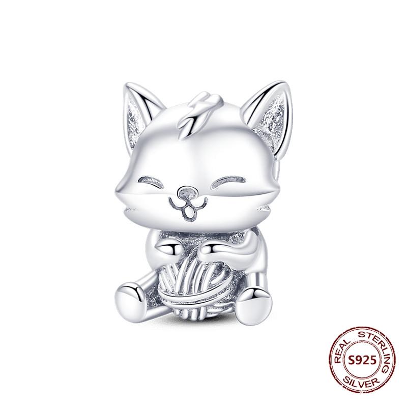 Copper Original Dog Cat Safety Chain Lazy Cat Pink Zircon Pet Paw Print Footprint Charms Fit Bracelet For Women Diy Jewelry