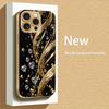 Gold Diamond Heart Pattern Gold Metallic Paint Glass Phone Case For iPhone 17 Pro Max 11 12 13 14 15 16 Plus 17 Air 16E Cover