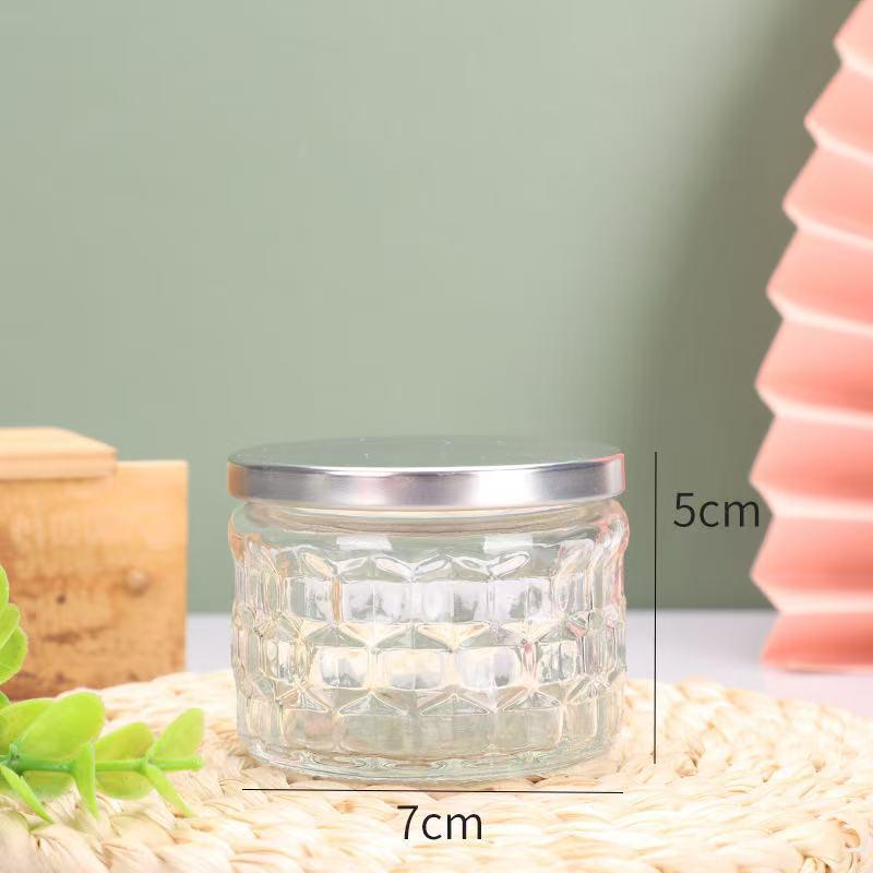 Embossed Glass Jar: DIY Flameless Scented Candle Cup with Colored Pattern