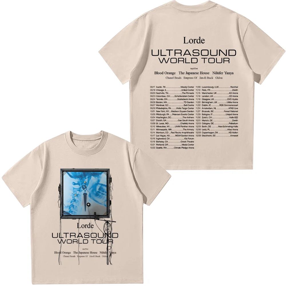 Ultrasound World Tour 2025 T-shirts Graphic Tee Hip Hop Singer Y2K Tops Printed Cotton Short Sleeves Unisex