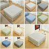 Elastic Jacquard Velvet Footstool Cover House Pouf Stool Ottoman Cover Living Room Furniture Protector Sofa Cover With Skirt
