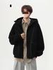 Unisex Trendy Heavyweight Hooded Cardigan with Contrast Stitching