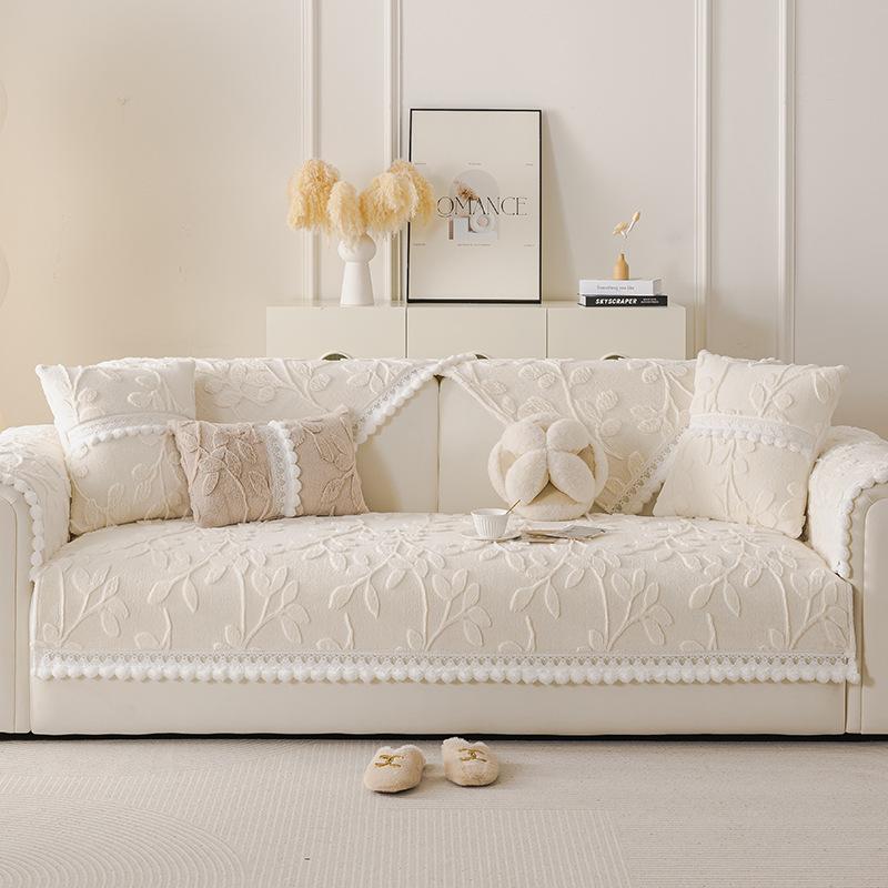 New Cream Wind Sofa Cushion Universal In All Seasons Thickened Non-Slip Seat Cushion Rabbit Plush Sofa Cover Cloth Towel