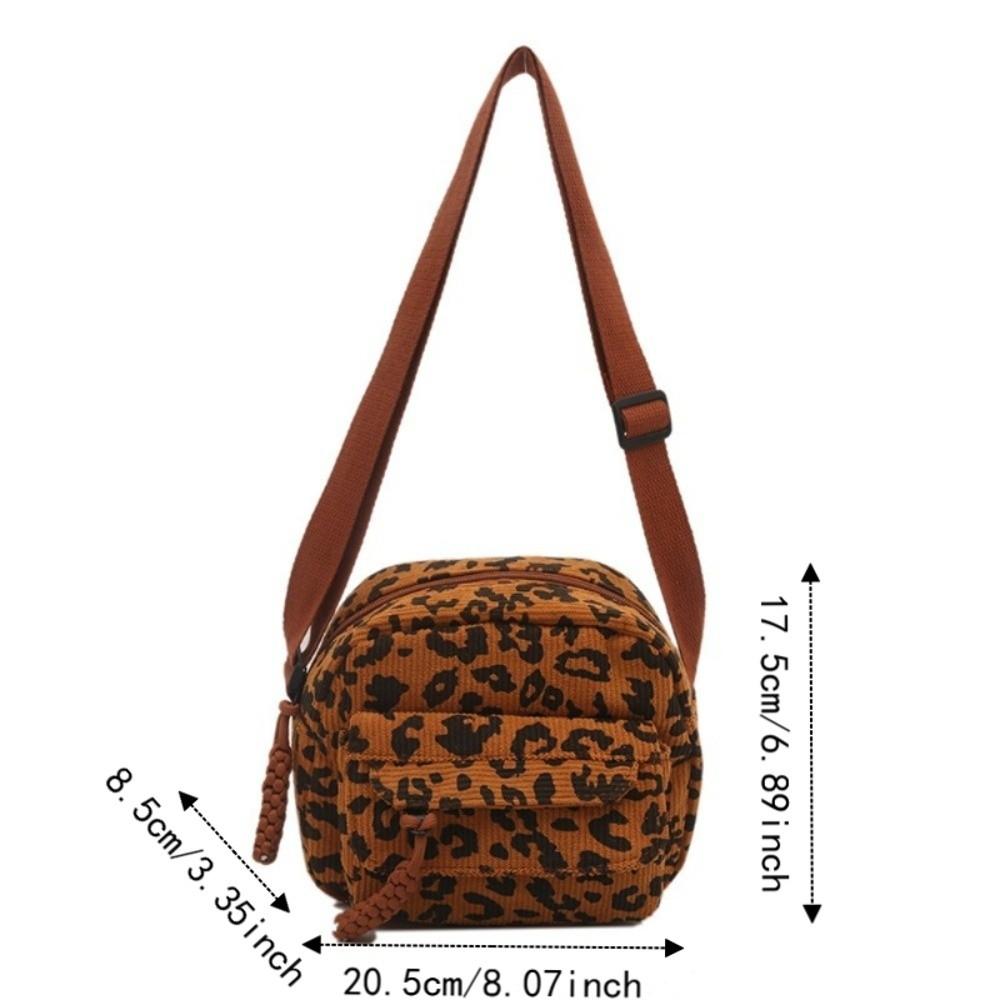 Borsa a Spalla Stampa Leopardo Retrò Borsa Quadrata Piccola Multitasche Borsa a Tracolla in Velluto per il Pendolarismo