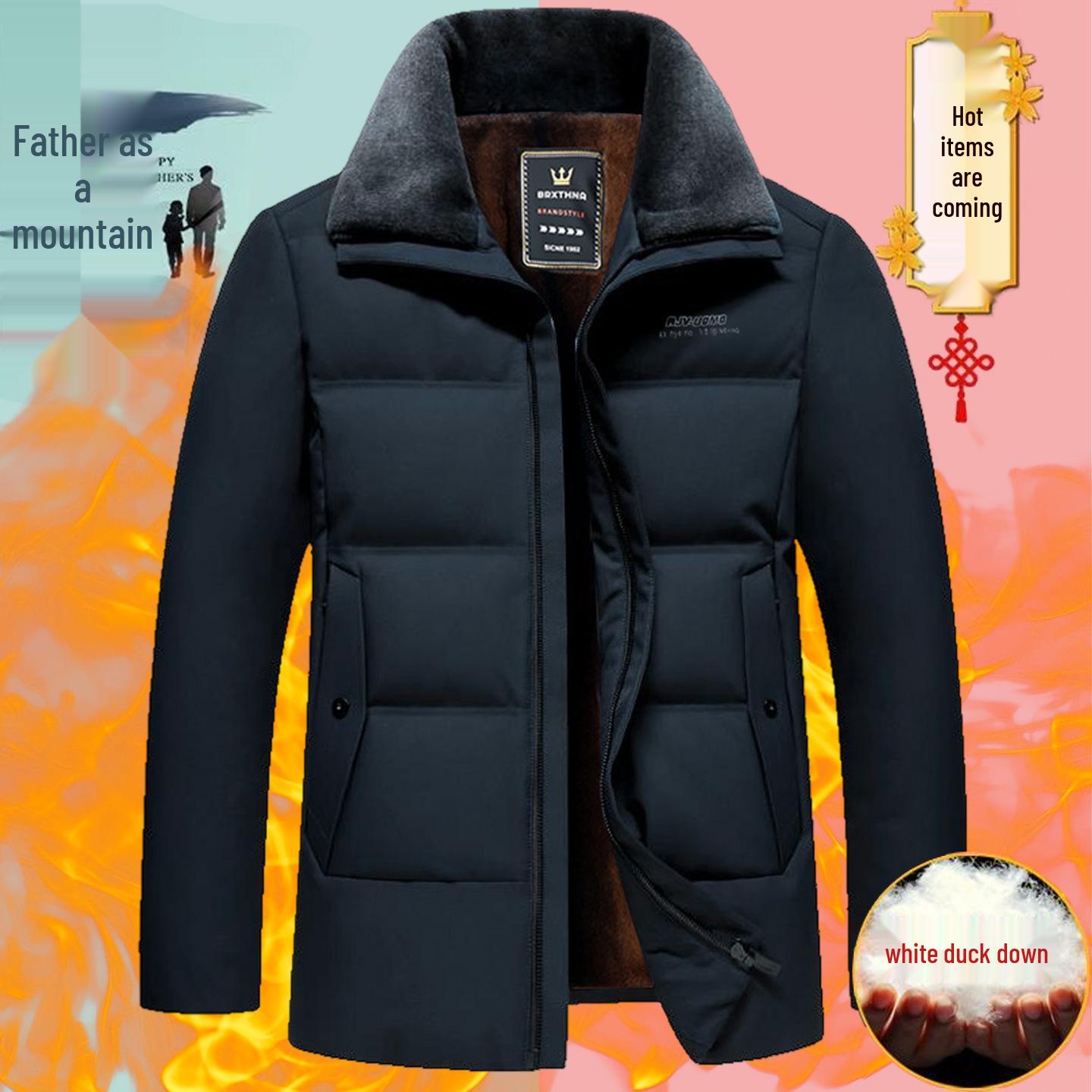 

Men s Thickened Winter Down Jacket with Fleece for Dad or Grandpa 180/Recommended 120-135 jin