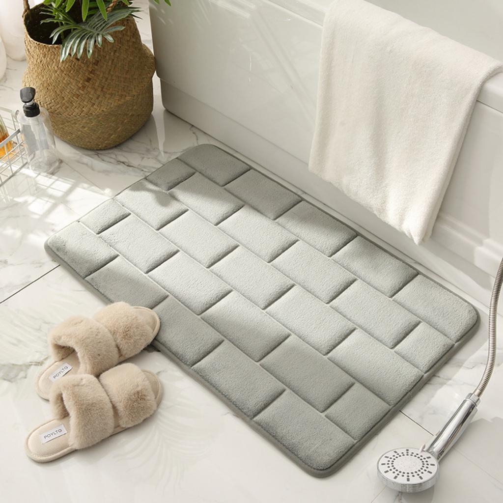 Tile Pattern Embossing Bathroom Mat Bath Non-slip Carpets In Wash Basin Bathtub Side Floor Rug Shower Room Doormat Memory Foam 3D Pad