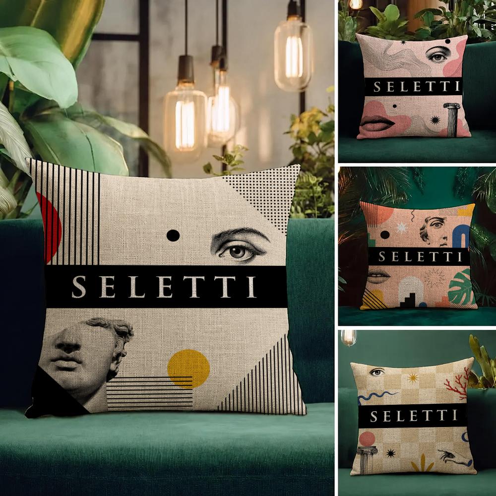 Brand Seletti Cushion Cover Natural Linen Pillowcase Set AllinOne Decor Cushion Cover for Sofa Bedroom Chair