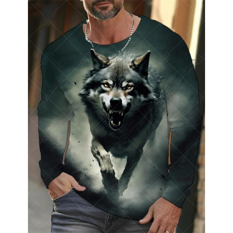 Populární tričko Animal Wolf Series 3D potištěné pánské streetwear Top oblečení Neformální trička s dlouhým rukávem a výstřihem