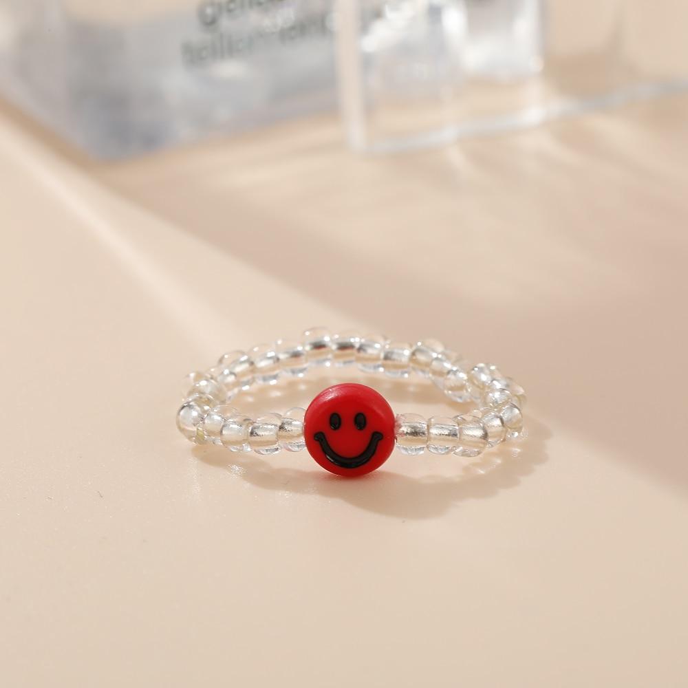iF ME Mehrfarbiger kleiner Blumenring, koreanische Version, handgewebter Perlenring, Reisperlen-Ring, Damen- und Mädchenschmuck, kleiner Ring im frischen Stil