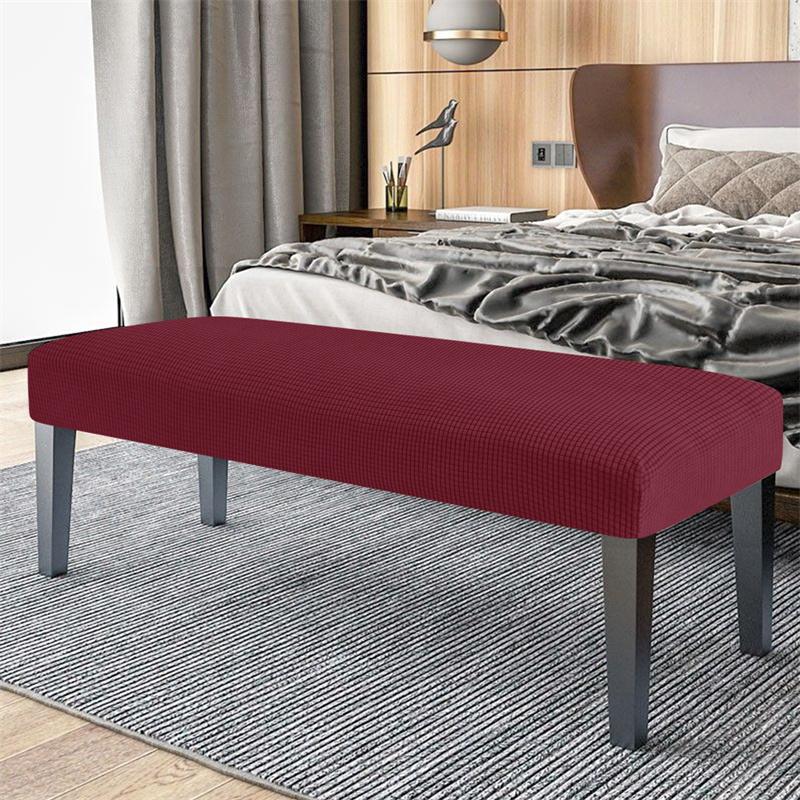 1Pc Elastic Ottoman Cover Rectangle All-Inclusive Stool Covers Solid Color Bench Seat Covers Anti-Dirty Removable Home Decor