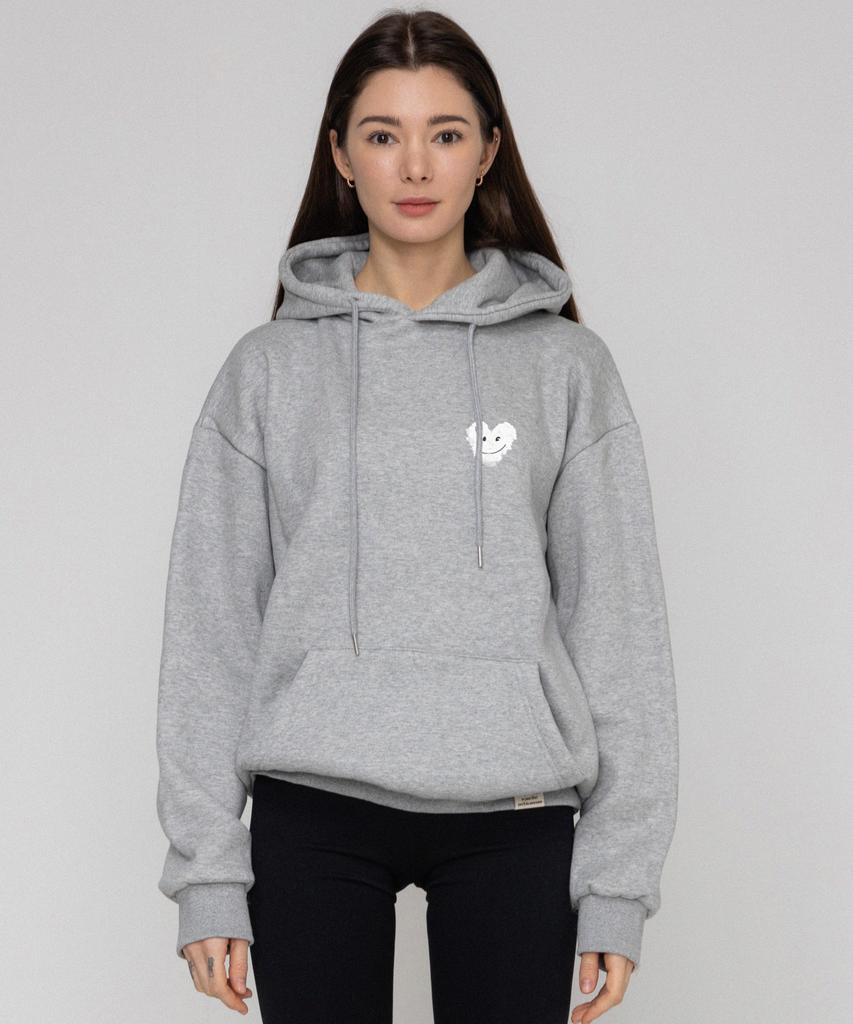 [Unisex] Small Cloud Heart Smile Hoodie_Gray