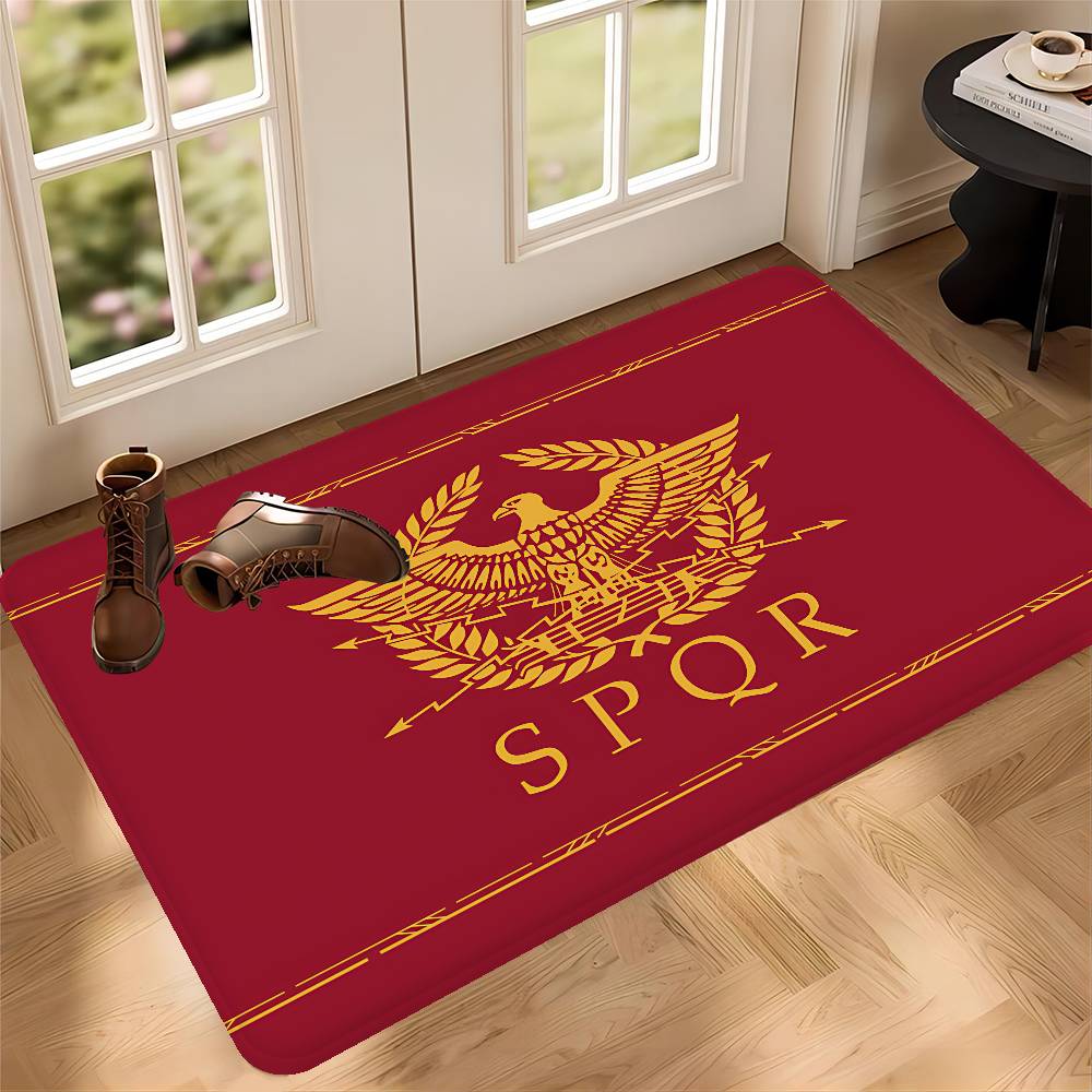 

R-Roman S-SPQR Logo Hallway Carpet Non-Slip Laundry Room Mat Laundry Decor Balcony Child Living Room Bedside Area Rugs 40x60cm