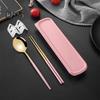 Stainless Steel Flatware Kit Korean Style Dust Proof Chopsticks Fork Spoon Dinner Set