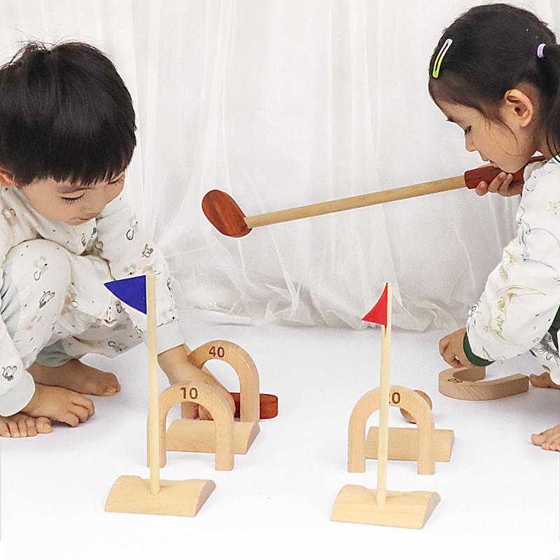 Golf Toy Wooden Set Indoor Sports Equipment For Kids Parentchild Activity