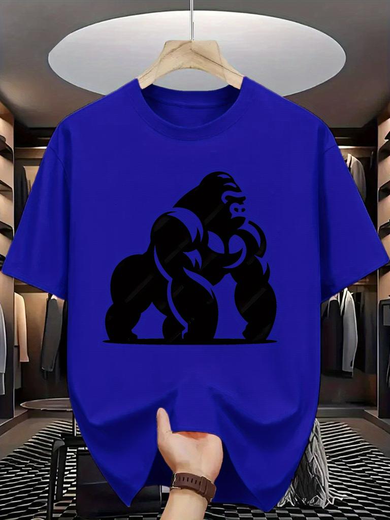 Unisex Crew Neck Tee Gorilla Silhouette Print Short Sleeve Cotton Casual Top Daily Street Travel Outdoor Shopping Home Daily Wear