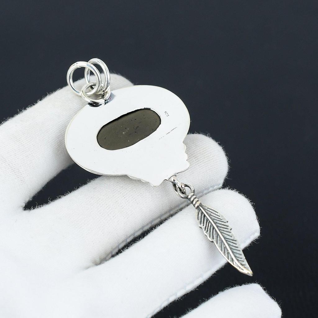 Handmade Black Tourmaline Pendant with Feather Charm In 925 Sterling Silver – Perfect Christmas, New Year, or Holiday Gift for Her