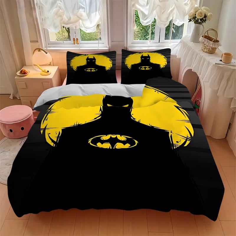 3pcs Batman, Superhero Cover Set,Soft Comfortable Duvet Cover,Guest Room (1*Duvet Cover + 2*Pillowcases, Without Core) yy251024031