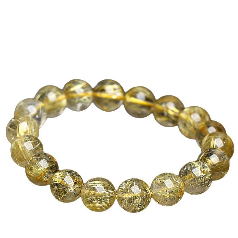 Hongchu Crystal Natural Cat's Eye Rough Hairline Golden Rutilated Quartz Bracelet Ice Crystal Golden Hair Quartz Bead Bracelet Loose Beads