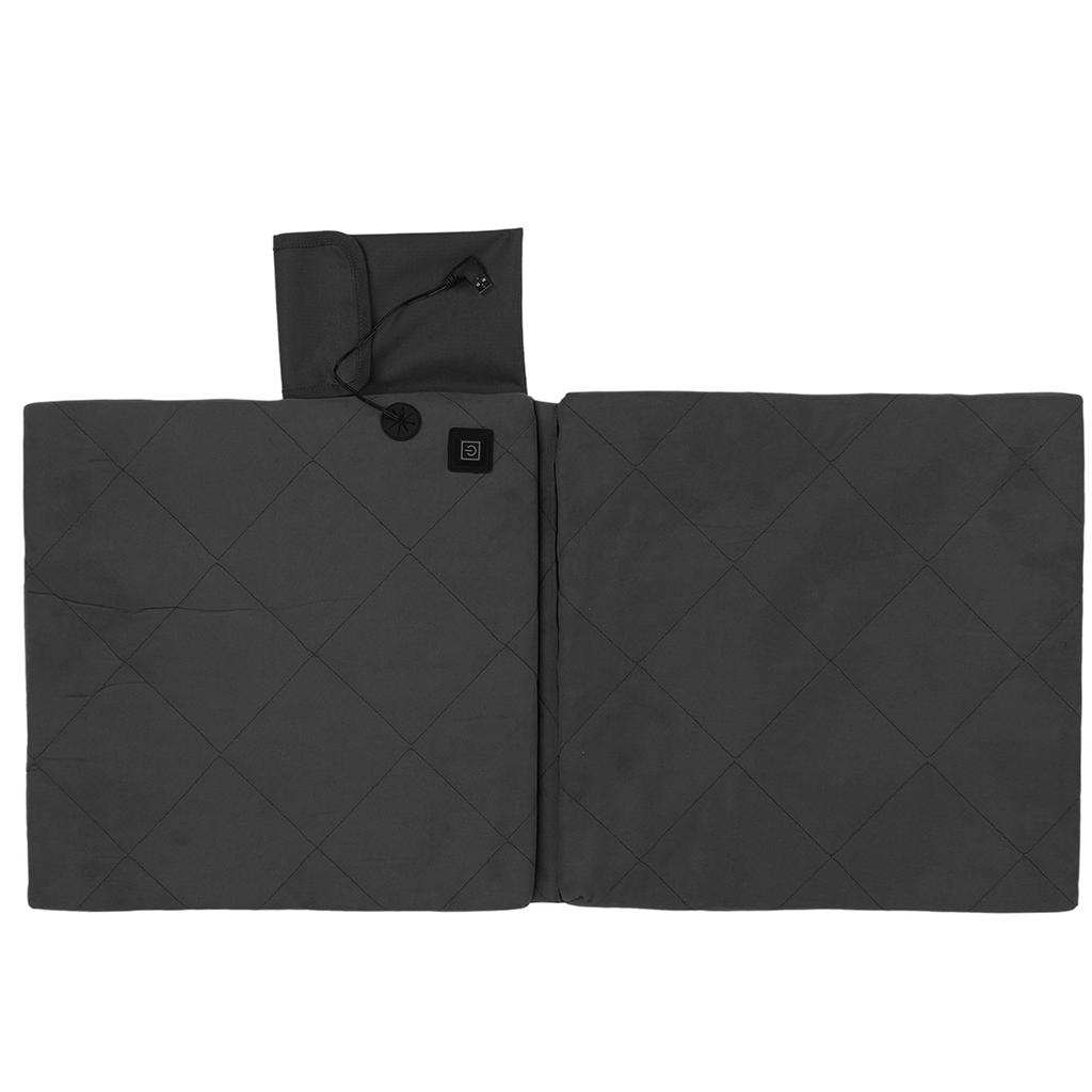Outdoor Heated Cushion Portable Cold Resistant Electric Warm Chair Cover for Camping Fishing Hiking Black