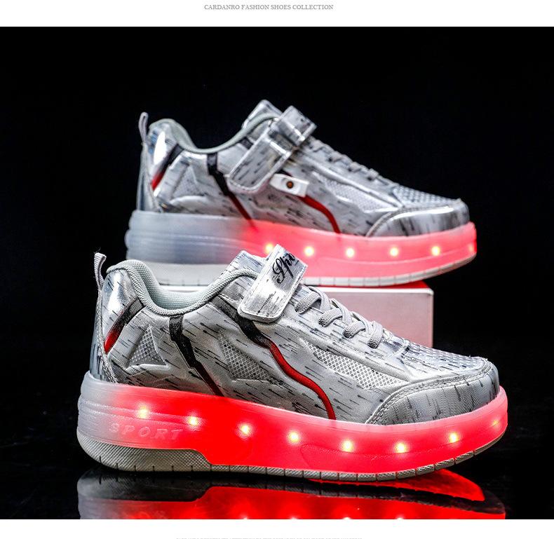 

Spring and summer new mesh fashion children s casual shoes trend luminous shoes runaway shoes wheels shoes 35