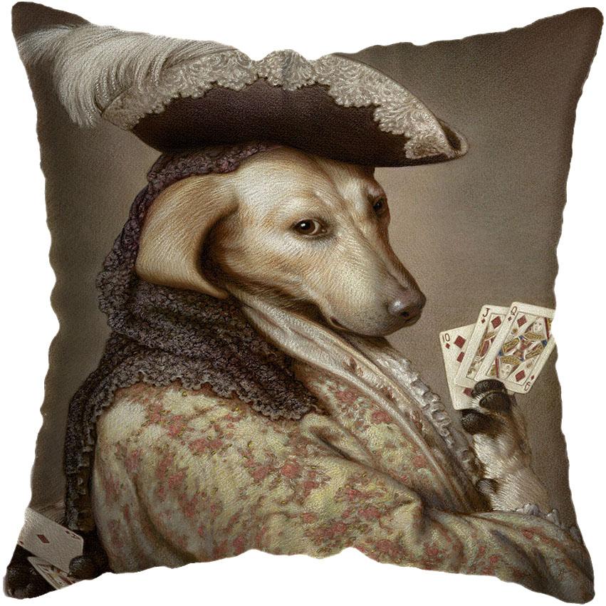 Vintage Painting Cat Dog Animal Pillow Cover Car Decor Cushion Cover Home Sofa Bed Cushion Cover