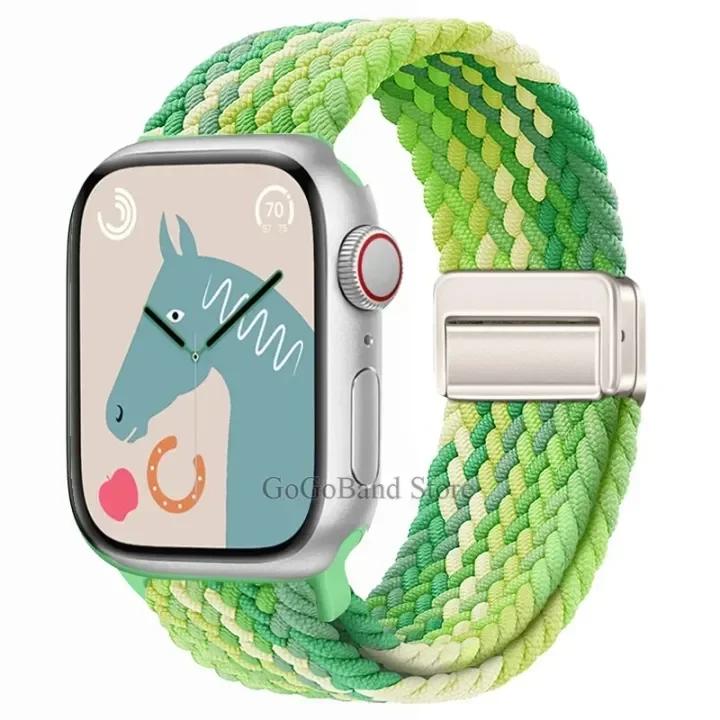 Nylon Band For Apple Watch Strap 44mm 40mm 45mm 46mm 49mm 41mm 38 Magnetic Braided Bracelet iWatch Series Se 7 6 8 9 10 Ultra 2