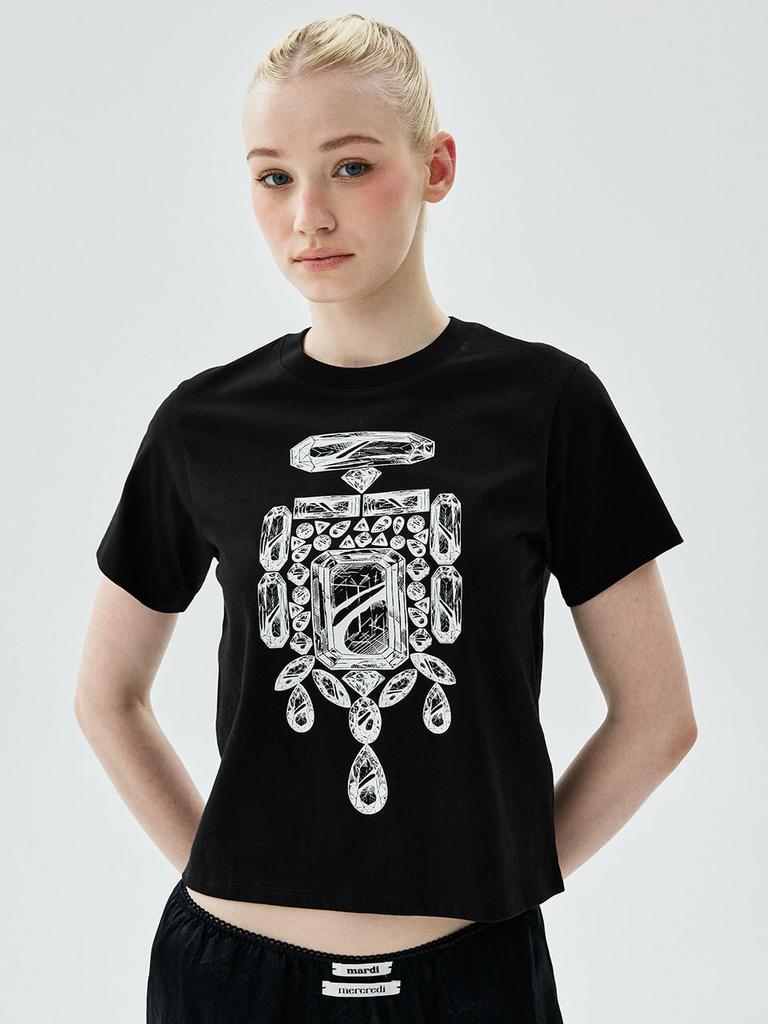 [mardimercredi] SLIM TSHIRT BIJOU_BLACK WHITE