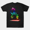Men Black Print T-shirt Bmx Rider In Neon No-Cut Transfer Paper Print Cotton Tshirt