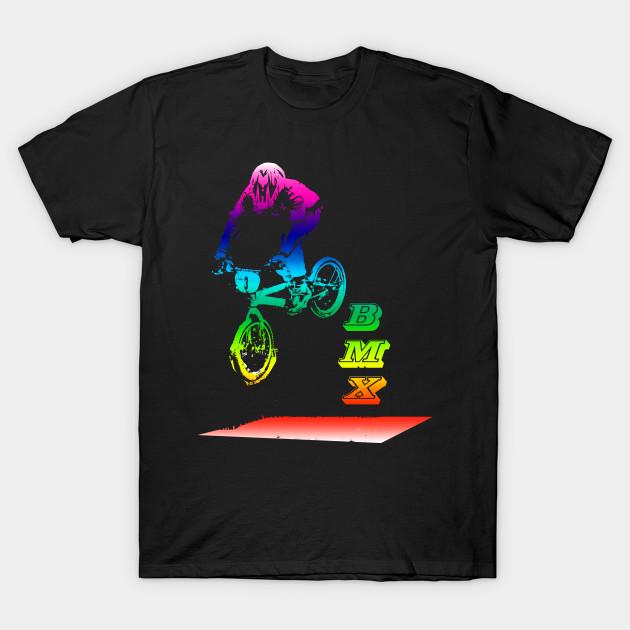 

Men Black Print T-shirt Bmx Rider In Neon No-Cut Transfer Paper Print Cotton Tshirt M чорний