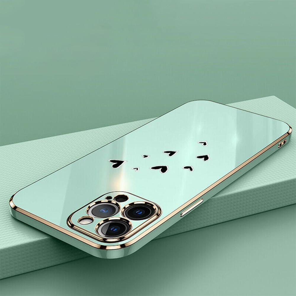 N83 Heart and Leaf Art Plating Edge Soft TPU Phone Cases for Samsung A54 A13 A14 S24 Plus S23 Ultra S20 S21 FE A55 A05 A52s Shockproof Cover