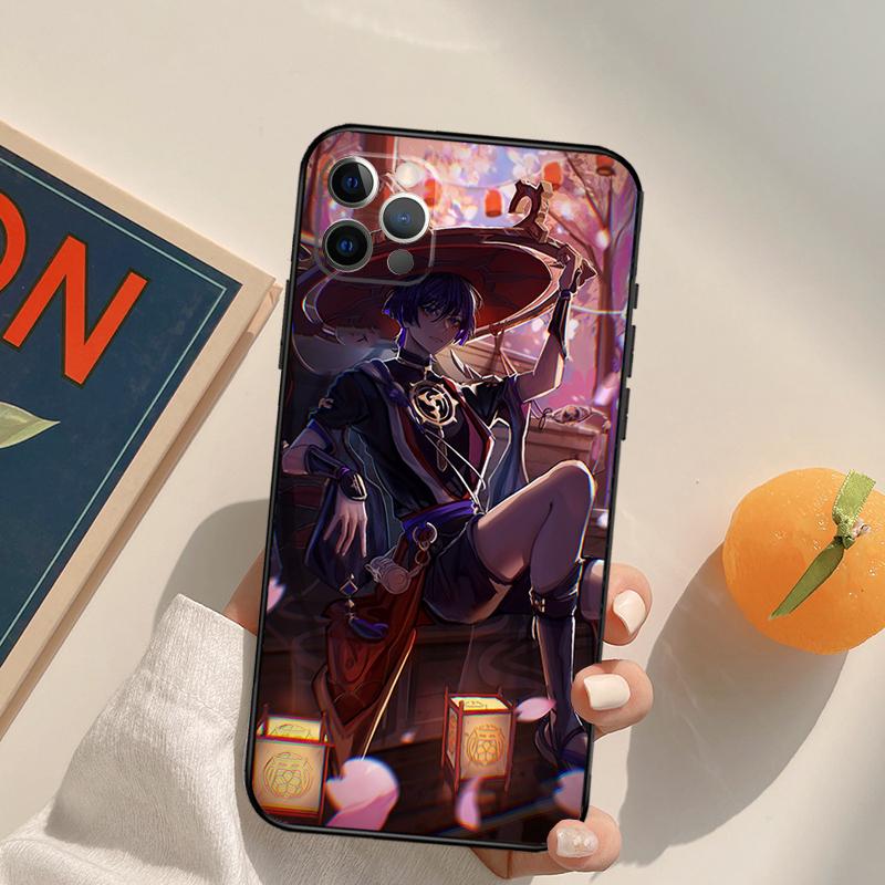 

Scaramouche Genshin Impact Funda Case For iPhone 16 15 14 Pro Max 11 12 13 Pro Max Mini XR 16 15 Plus 16e Phone Cover iPhone XR