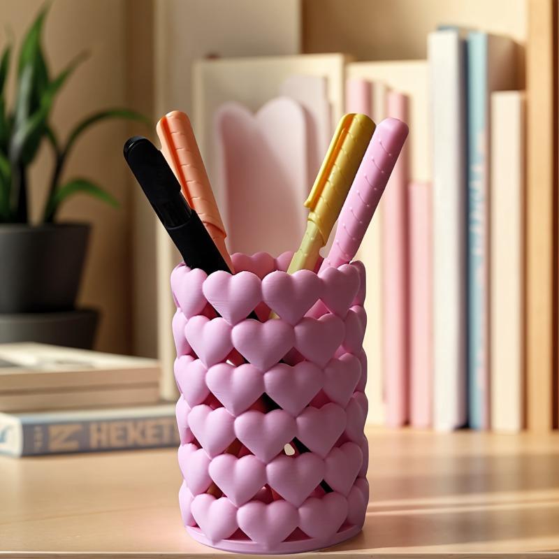 1 Creative Heart-Shaped Pencil Case | Made of plastic for ample pencil storage