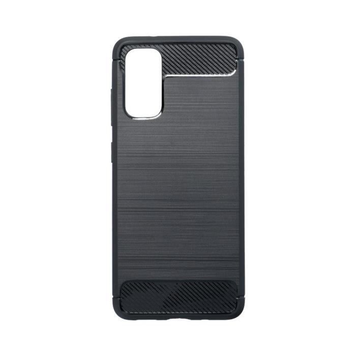 Coque arrière - Crazy Kase - Samsung Galaxy S20 - Noir - Souple - Effet carbone et aluminium brossé