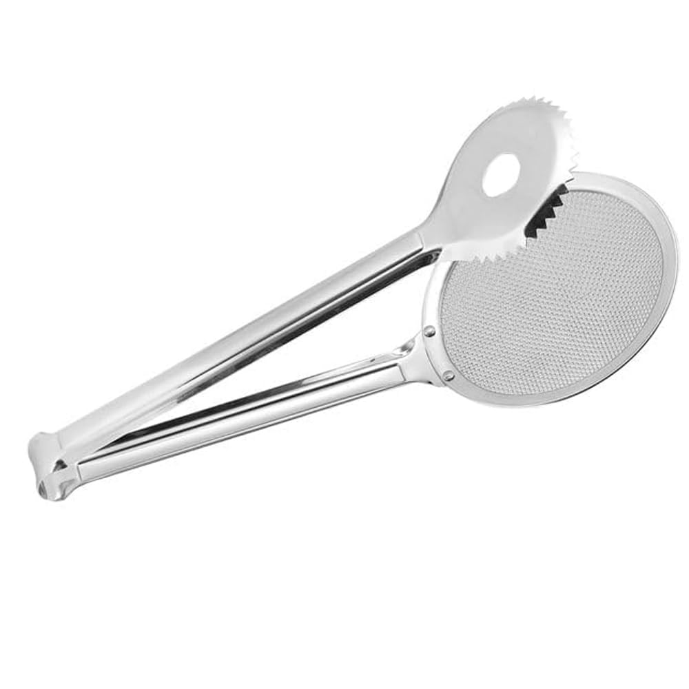 RSINC Multifunctional Stainless Steel Tongs Filter Spoon with Clip Hot Pot Tong Fried Food Clip Oil Filter Kitchen Serving Tongs | Large Cooking Tong