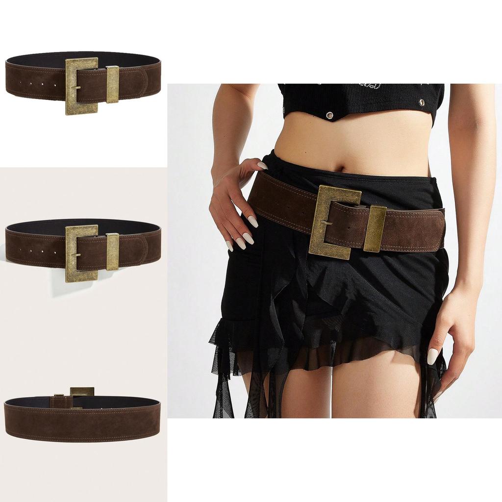 Style Rivet Leather Belt With Alloy Buckle For Street Fashion And Casual Wear