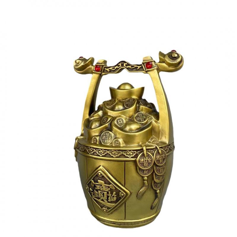A Of Gold Ornament All Copper Piggy Savings Bank Treasure Bucket Craft Living Room Decoration Housewarming Opening G