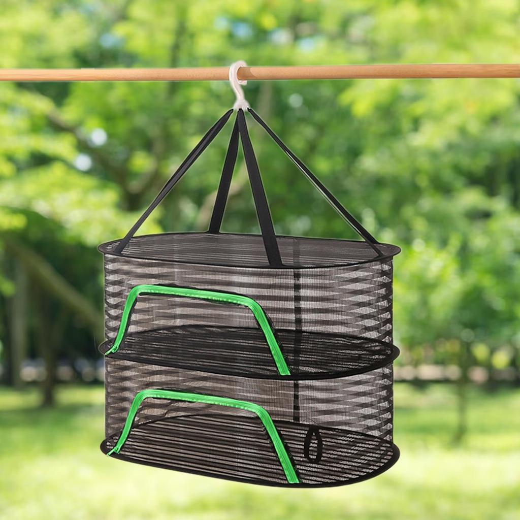 Outdoor Hanging Drying Net Large Capacity with 360 Degree Rotating Hook for Vegetables Meat Tableware Dried Fish Storage Net