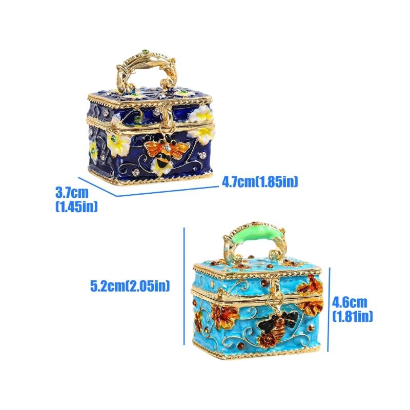 Mini-Schmuckaufbewahrungsbox mit Emaille-Finish, Metall-Accessoire-Halter für Kommodenoberfläche, Schreibtischakzent oder Regal-Auslage