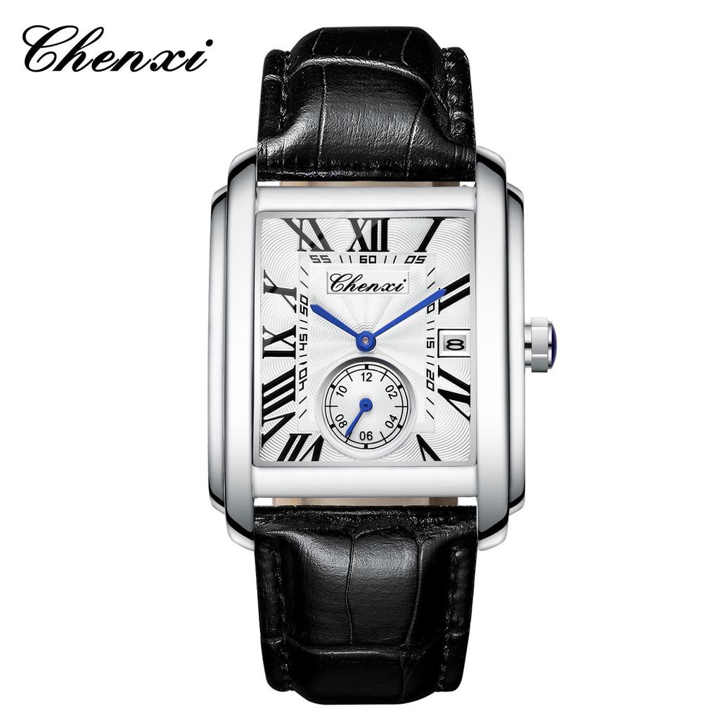 Douyin Trendy Square Quarzuhr mit Lederarmband – Marke Morning Dawn für Herren