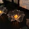 Elegant Glass Flower shaped Candle Holder Tabletop Decor Handmade Floral Decor Elegant Glass Candle Holder Decor Holiday Gift