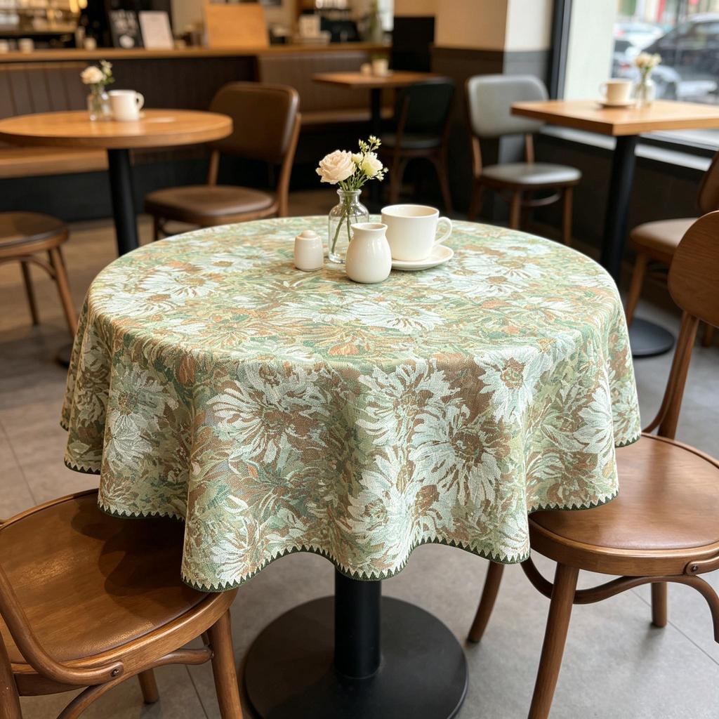 Wiederverwendbare waschbare kleine runde Tischdecke aus reiner Baumwolle für Küche und Essbereich